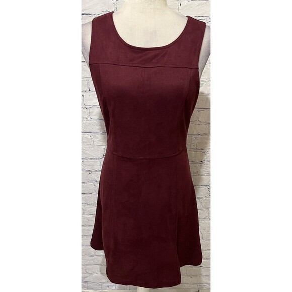 The Impeccable Pig Micro Suede Sleeves Wine Maroon Dress Size Small - Picture 1 of 8
